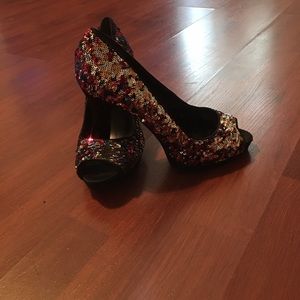 Nine West Multi Color Sequenced Heels